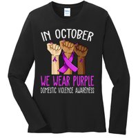 I Wear Purple Domestic Violence Awareness Gift Ladies Long Sleeve Shirt