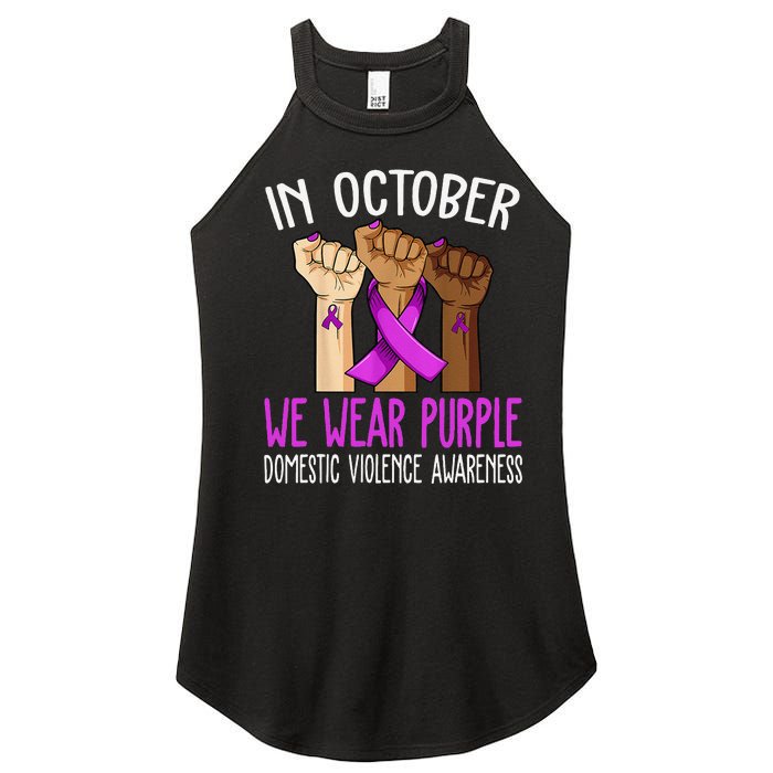 I Wear Purple Domestic Violence Awareness Gift Women's Perfect Tri Rocker Tank