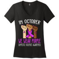 I Wear Purple Domestic Violence Awareness Gift Women's V-Neck T-Shirt