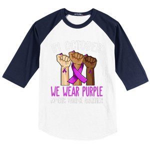 I Wear Purple Domestic Violence Awareness Gift Baseball Sleeve Shirt