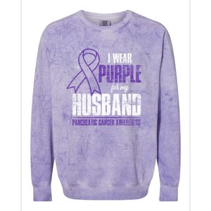 I Wear Purple For My Husband Pancreatic Cancer Awareness Gift Colorblast Crewneck Sweatshirt