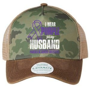 I Wear Purple For My Husband Pancreatic Cancer Awareness Gift Legacy Tie Dye Trucker Hat