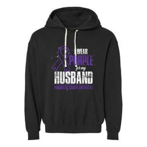 I Wear Purple For My Husband Pancreatic Cancer Awareness Gift Garment-Dyed Fleece Hoodie