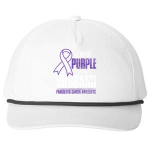 I Wear Purple For My Husband Pancreatic Cancer Awareness Gift Snapback Five-Panel Rope Hat