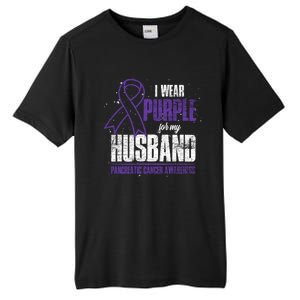 I Wear Purple For My Husband Pancreatic Cancer Awareness Gift Tall Fusion ChromaSoft Performance T-Shirt