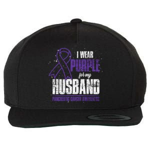 I Wear Purple For My Husband Pancreatic Cancer Awareness Gift Wool Snapback Cap