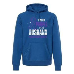 I Wear Purple For My Husband Pancreatic Cancer Awareness Gift Premium Hoodie