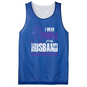 I Wear Purple For My Husband Pancreatic Cancer Awareness Gift Mesh Reversible Basketball Jersey Tank