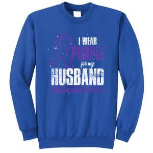 I Wear Purple For My Husband Pancreatic Cancer Awareness Gift Tall Sweatshirt