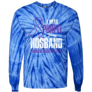 I Wear Purple For My Husband Pancreatic Cancer Awareness Gift Tie-Dye Long Sleeve Shirt