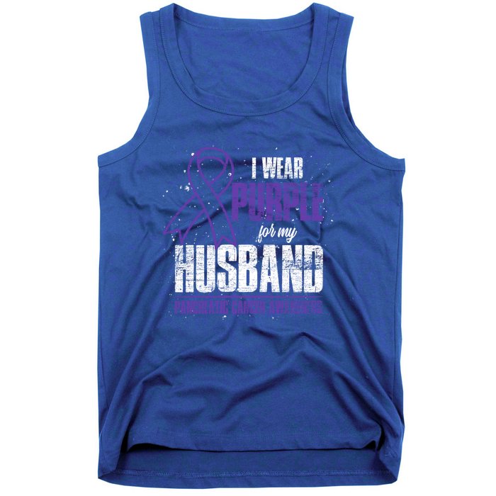 I Wear Purple For My Husband Pancreatic Cancer Awareness Gift Tank Top