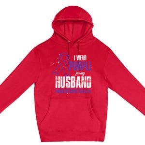 I Wear Purple For My Husband Pancreatic Cancer Awareness Gift Premium Pullover Hoodie