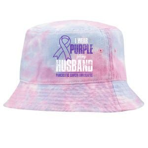 I Wear Purple For My Husband Pancreatic Cancer Awareness Gift Tie-Dyed Bucket Hat