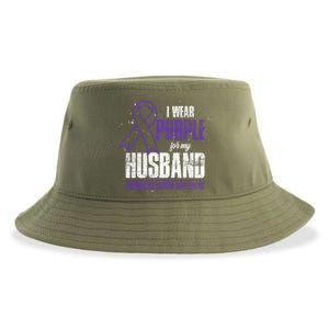 I Wear Purple For My Husband Pancreatic Cancer Awareness Gift Sustainable Bucket Hat