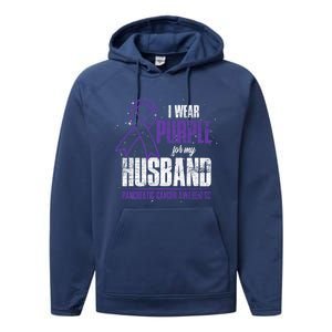 I Wear Purple For My Husband Pancreatic Cancer Awareness Gift Performance Fleece Hoodie