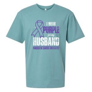 I Wear Purple For My Husband Pancreatic Cancer Awareness Gift Sueded Cloud Jersey T-Shirt