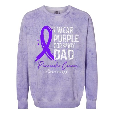 I Wear Purple For My Dad Pancreatic Cancer Awareness  Colorblast Crewneck Sweatshirt