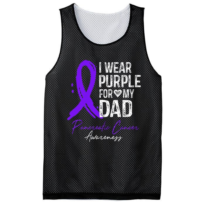 I Wear Purple For My Dad Pancreatic Cancer Awareness  Mesh Reversible Basketball Jersey Tank