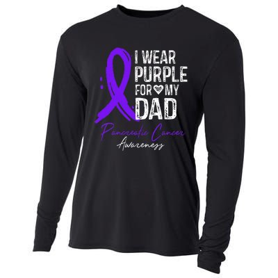 I Wear Purple For My Dad Pancreatic Cancer Awareness  Cooling Performance Long Sleeve Crew