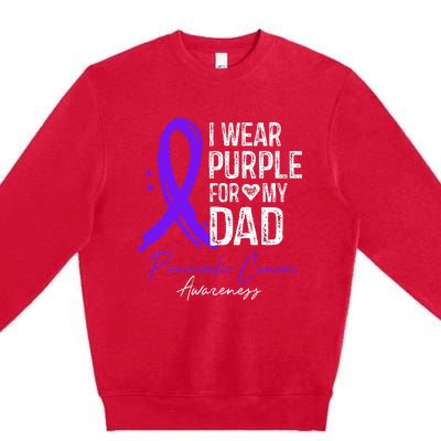 I Wear Purple For My Dad Pancreatic Cancer Awareness  Premium Crewneck Sweatshirt