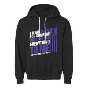 I Wear Purple Up For Military Kid Military Child Month Garment-Dyed Fleece Hoodie