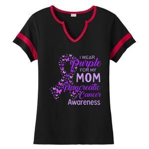 I wear Purple for my Mom Pancreatic Cancer  Ladies Halftime Notch Neck Tee