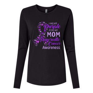 I wear Purple for my Mom Pancreatic Cancer  Womens Cotton Relaxed Long Sleeve T-Shirt