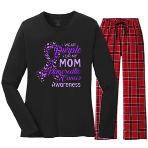 I wear Purple for my Mom Pancreatic Cancer  Women's Long Sleeve Flannel Pajama Set 