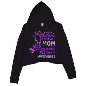 I wear Purple for my Mom Pancreatic Cancer  Crop Fleece Hoodie