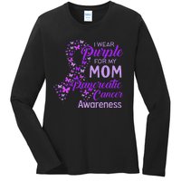 I wear Purple for my Mom Pancreatic Cancer  Ladies Long Sleeve Shirt