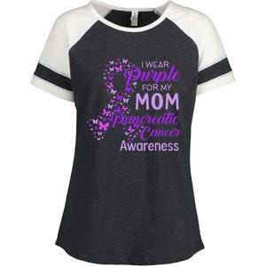 I wear Purple for my Mom Pancreatic Cancer  Enza Ladies Jersey Colorblock Tee