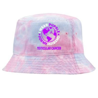 I Wear Purple For My Husband Testicular Cancer Awareness Gift Tie-Dyed Bucket Hat