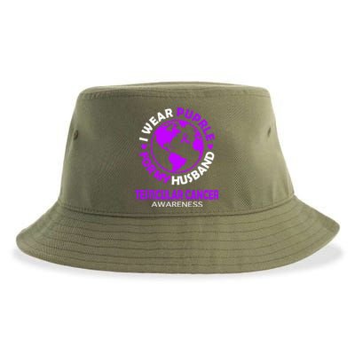 I Wear Purple For My Husband Testicular Cancer Awareness Gift Sustainable Bucket Hat