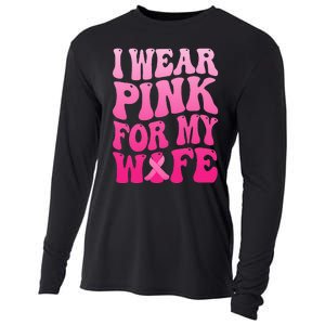 I Wear Pink For My Wife Breast Cancer Support Squad Ribbon Cooling Performance Long Sleeve Crew