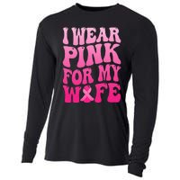 I Wear Pink For My Wife Breast Cancer Support Squad Ribbon Cooling Performance Long Sleeve Crew