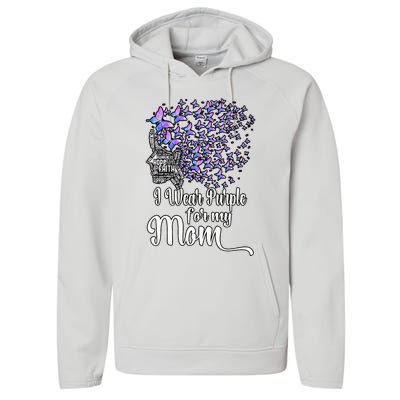 I Wear Purple For My Mom Alzheimers Performance Fleece Hoodie