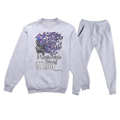 I Wear Purple For My Mom Alzheimers Premium Crewneck Sweatsuit Set