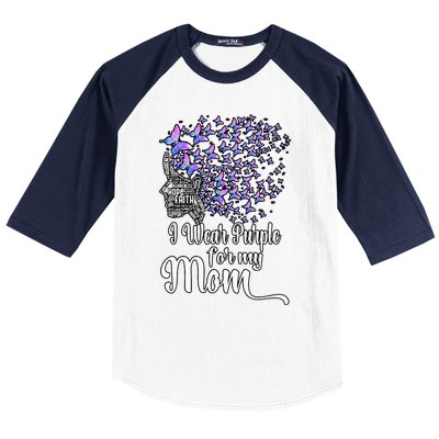 I Wear Purple For My Mom Alzheimers Baseball Sleeve Shirt