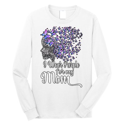 I Wear Purple For My Mom Alzheimers Long Sleeve Shirt