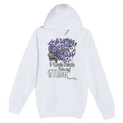 I Wear Purple For My Mom Alzheimers Premium Pullover Hoodie