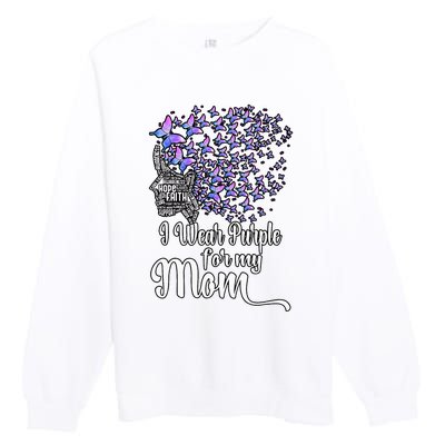 I Wear Purple For My Mom Alzheimers Premium Crewneck Sweatshirt