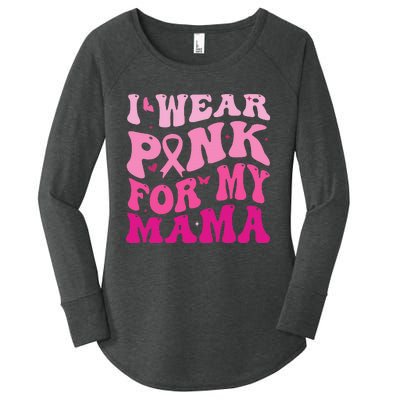 I Wear Pink for my Mama Groovy Breast Cancer Women's Perfect Tri Tunic Long Sleeve Shirt