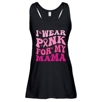 I Wear Pink for my Mama Groovy Breast Cancer Ladies Essential Flowy Tank