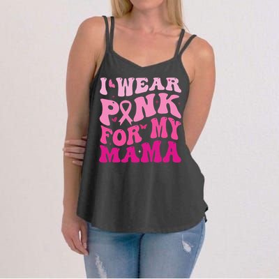 I Wear Pink for my Mama Groovy Breast Cancer Women's Strappy Tank