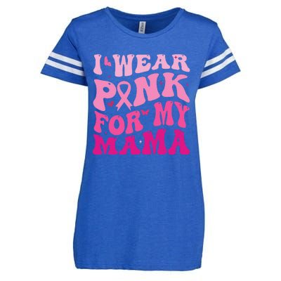 I Wear Pink for my Mama Groovy Breast Cancer Enza Ladies Jersey Football T-Shirt