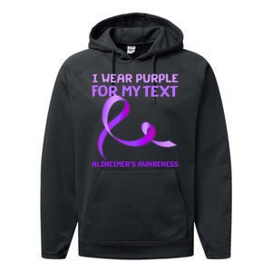 I Wear Purple For My Personalize Text Alzheimer's Awareness Performance Fleece Hoodie