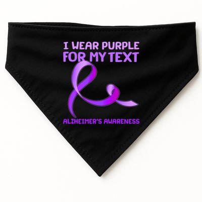 I Wear Purple For My Personalize Text Alzheimer's Awareness USA-Made Doggie Bandana