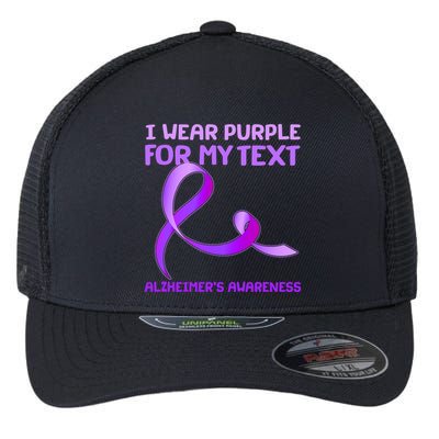 I Wear Purple For My Personalize Text Alzheimer's Awareness Flexfit Unipanel Trucker Cap