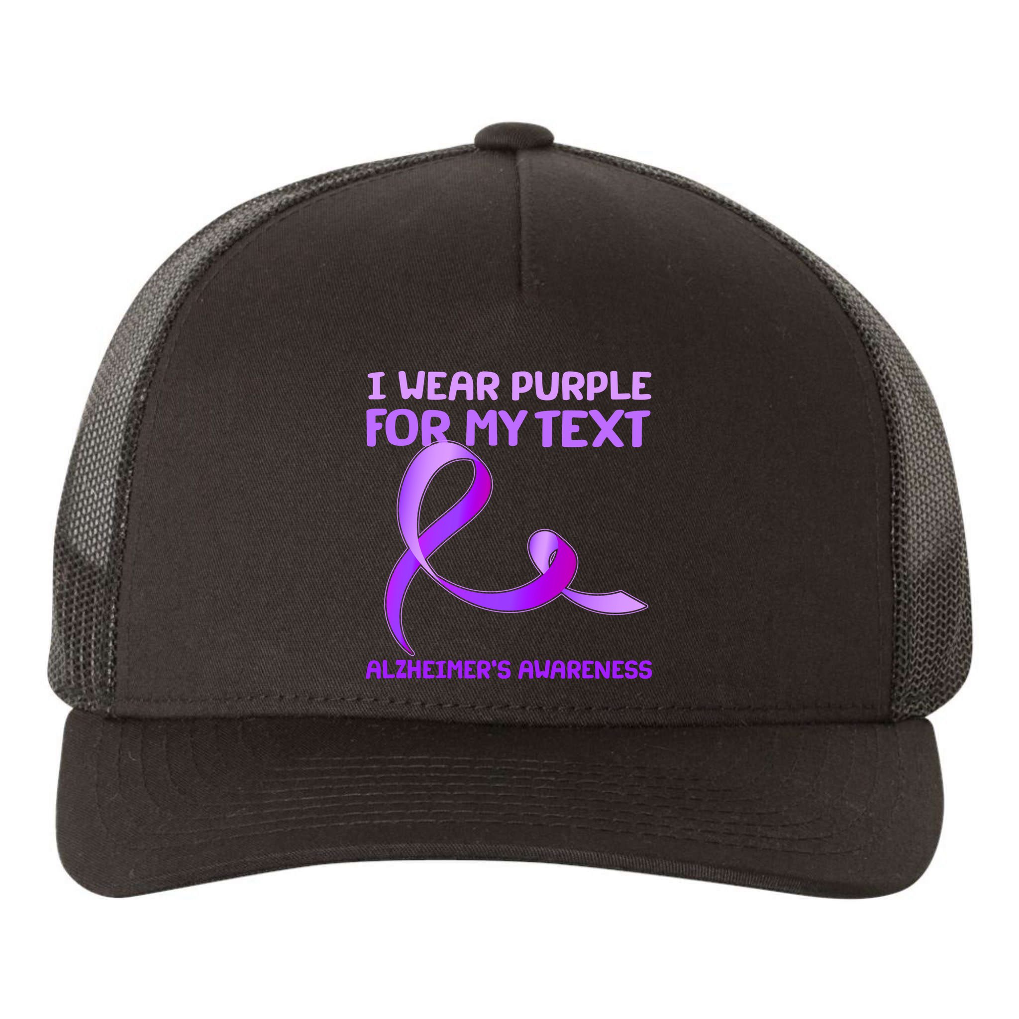 I Wear Purple For My Personalize Text Alzheimer's Awareness Yupoong Adult 5-Panel Trucker Hat