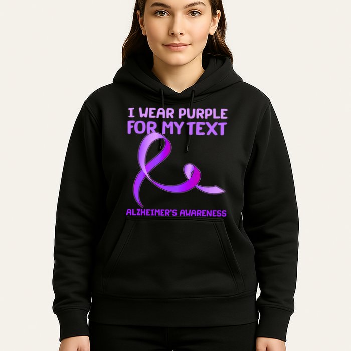 I Wear Purple For My Personalize Text Alzheimer's Awareness Hoodie